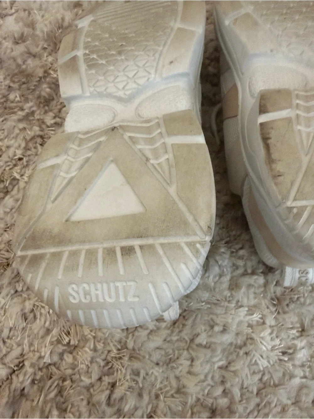 SCHUTZ Beige and White Women's Chunky Sneakers